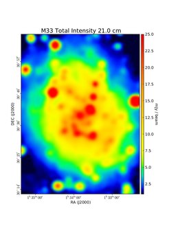 Total Intensity at 21.0 cm (1.42 GHz), VLA D-array, Resolution 2', Tabatabaei et al. 2007